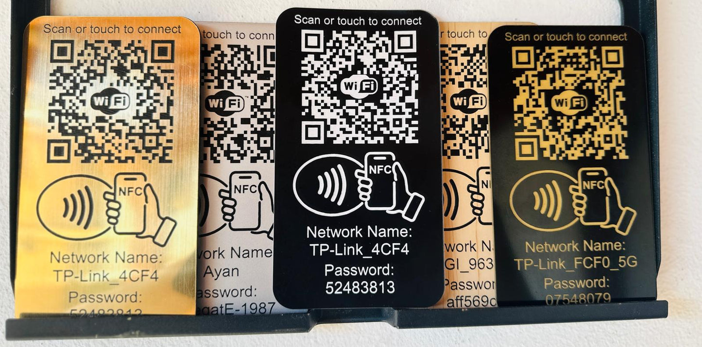 Placuta conectare WIFI cu NFC si QR Wood