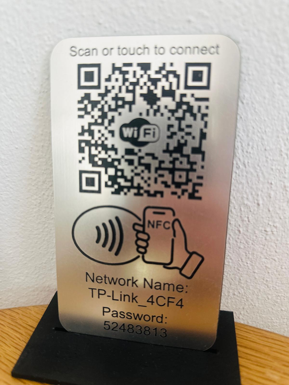 Placuta conectare WIFI cu NFC si QR Gri Aluminiu