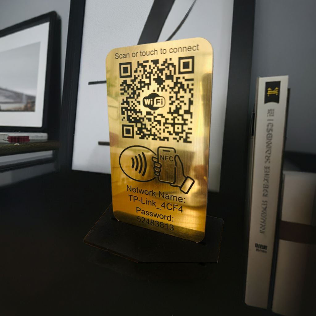 Placuta conectare WIFI cu NFC si QR Gold