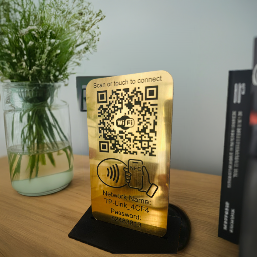 Placuta conectare WIFI cu NFC si QR Gold