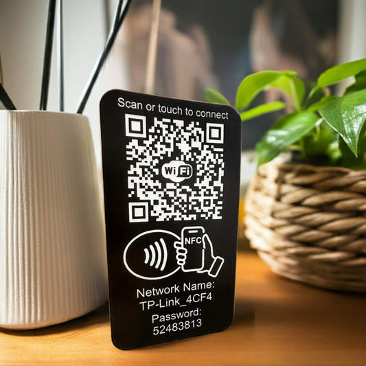 Placuta conectare WIFI cu NFC si QR Black Plexiglass