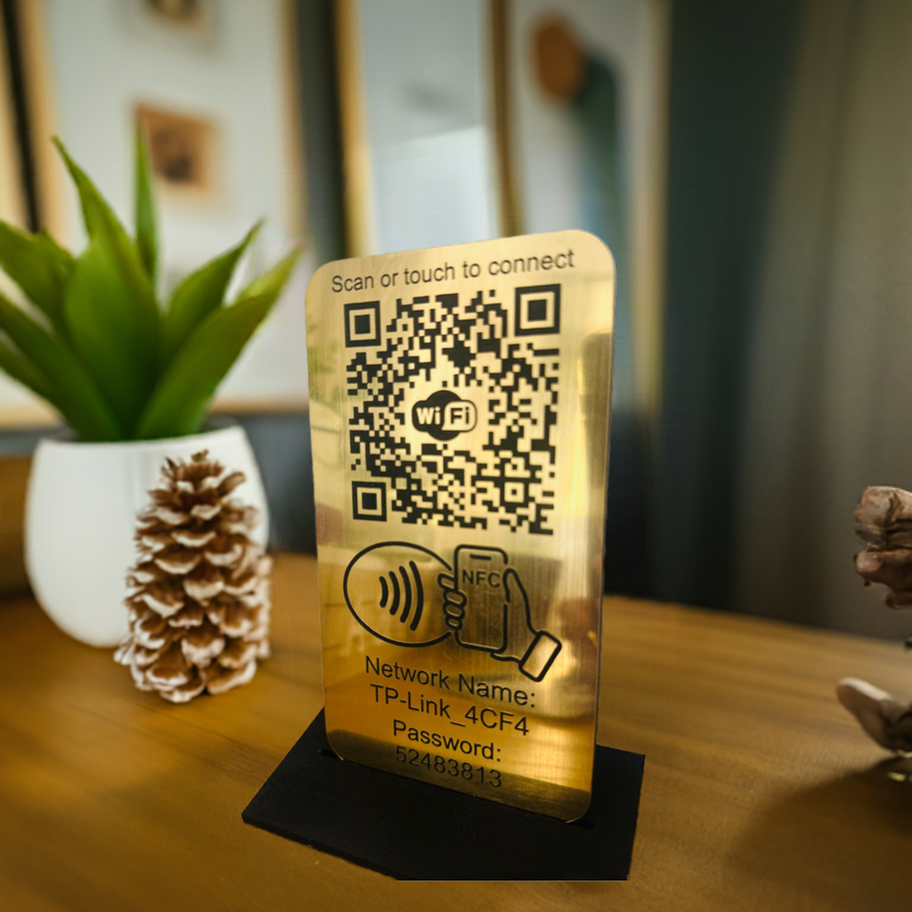 Placuta conectare WIFI cu NFC si QR Gold