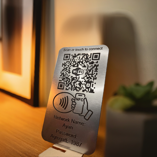 Placuta conectare WIFI cu NFC si QR Gri Metalizat